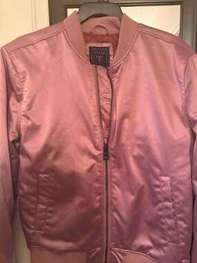 GUESS Mauve Satin Bomber Jacket